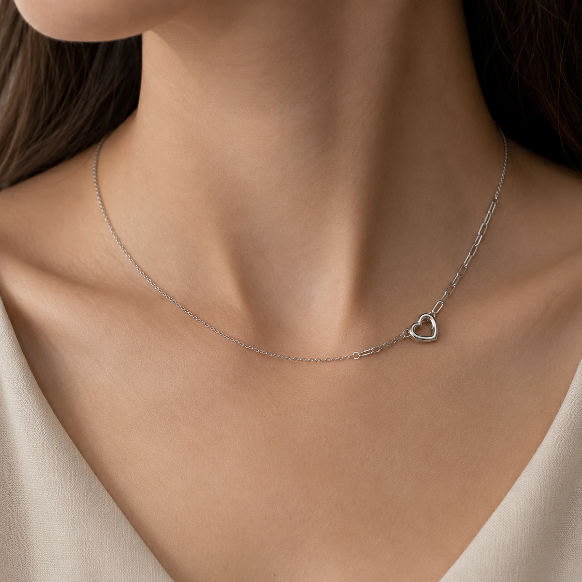 Luna Heart Asymmetry Necklace