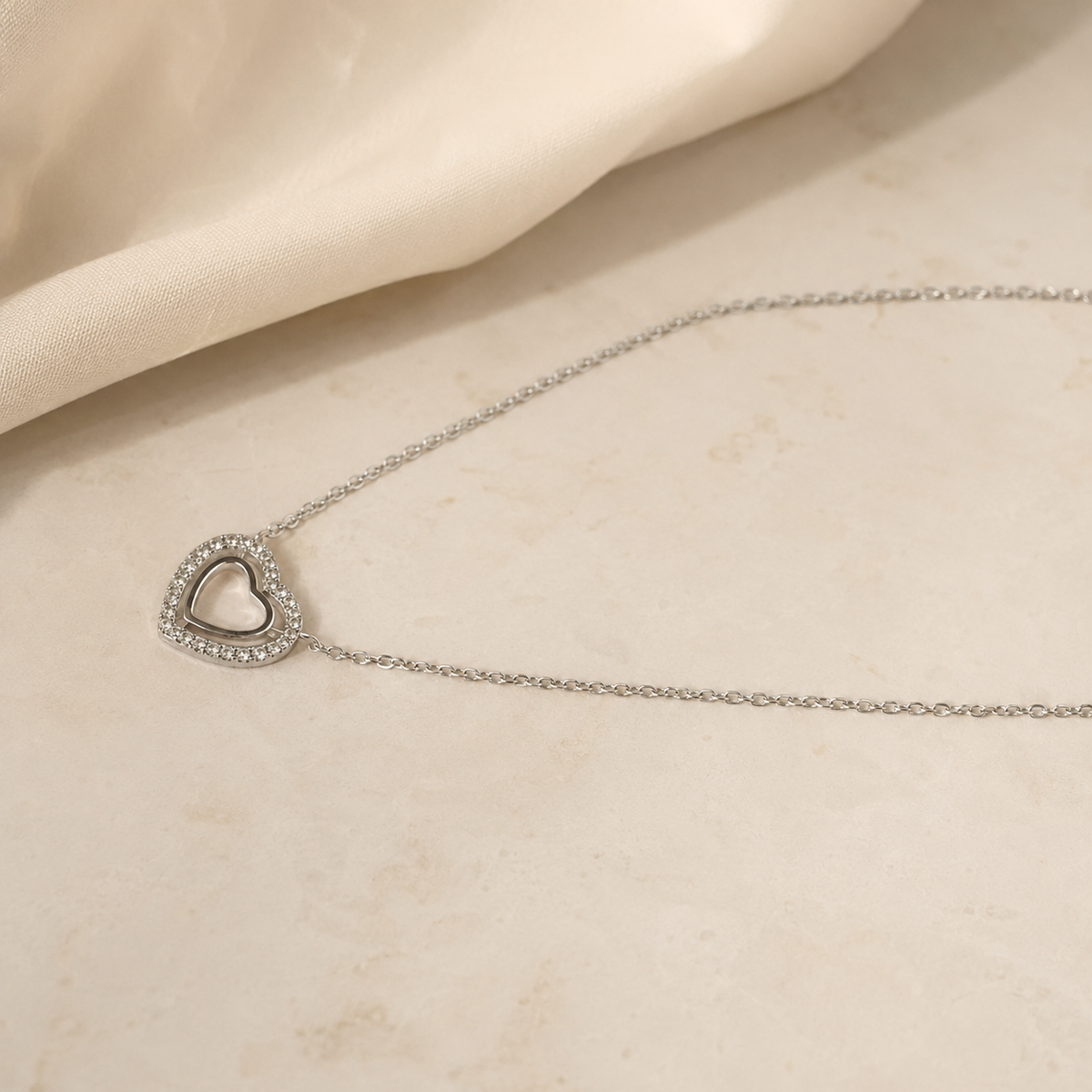 Crystal Heart Charm Necklace