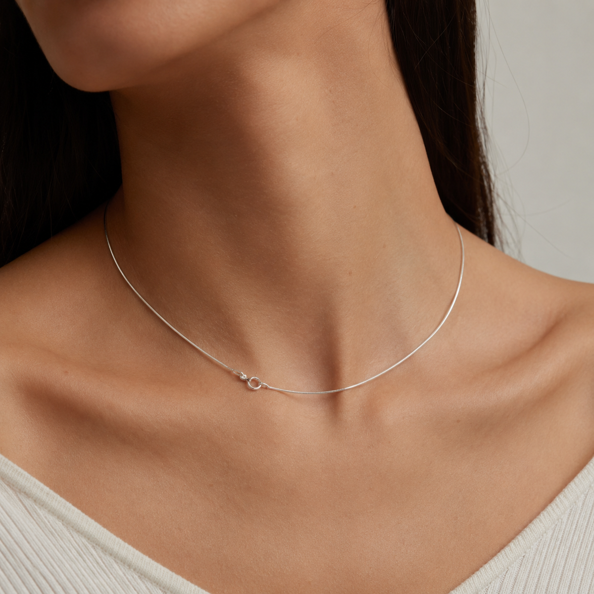 Minimal Silver Snake Chain Necklace