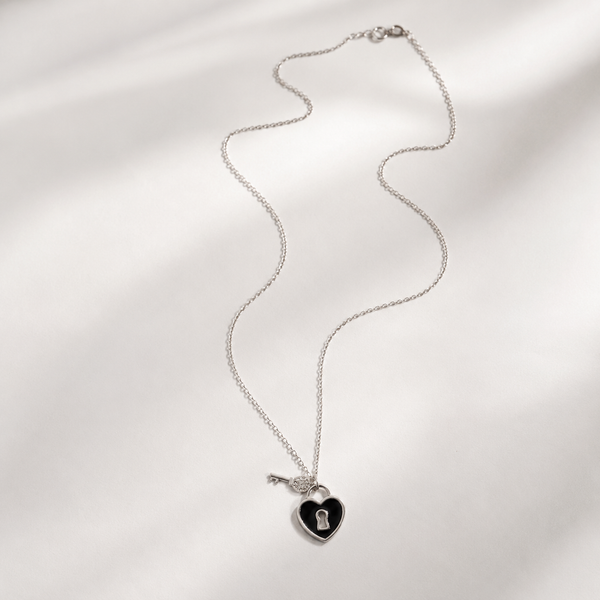 Black Heart Lock Pendant