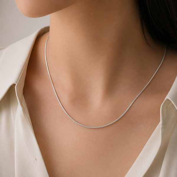 Sleek Silver Snake Chain Necklace