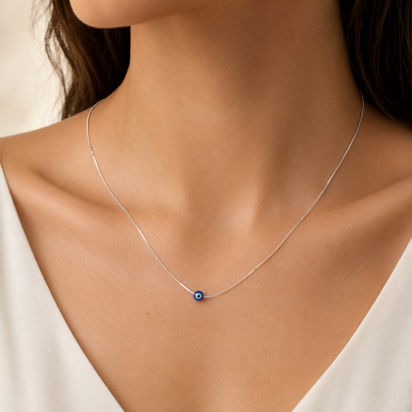 Silver Nazar Charm Necklace