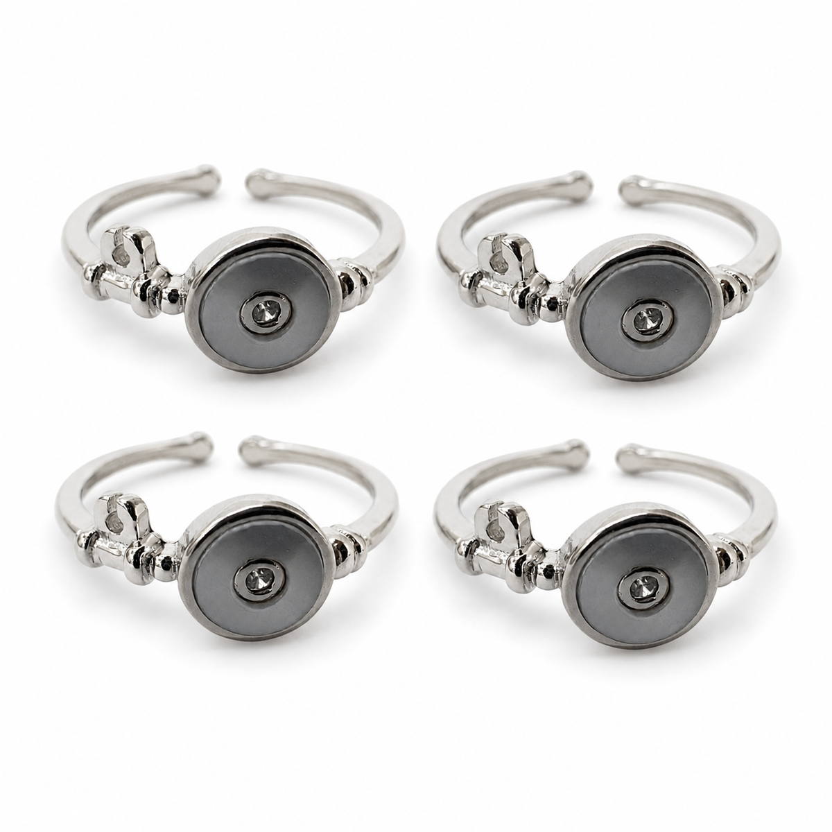 Silver Grey Dot Toe Ring Pair
