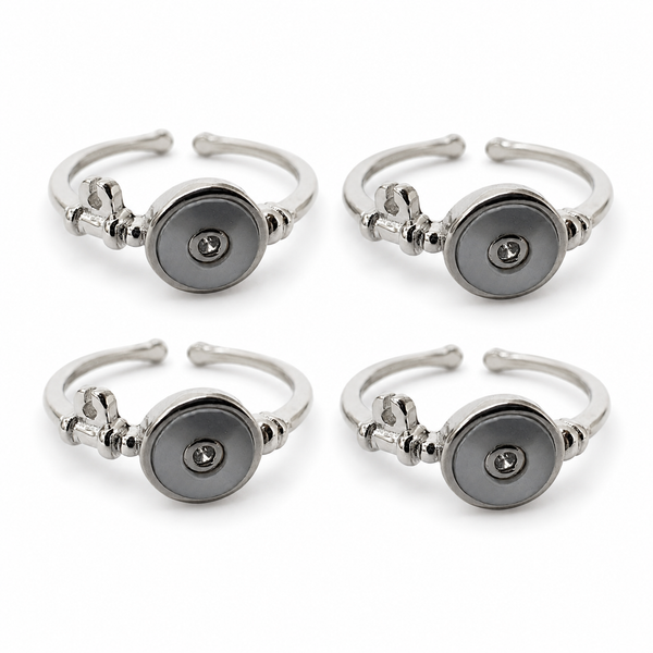 Silver Grey Dot Toe Ring Pair